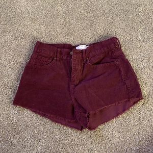 Maroon High Waisted Shorts